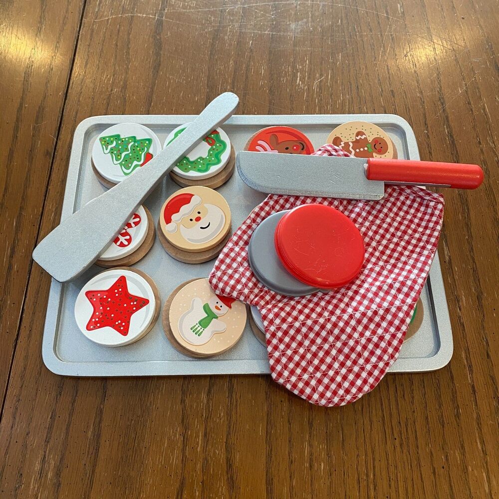 Melissa & Doug Christmas Cookie Wooden Play Set – Incomplete Pretend Baking Tray